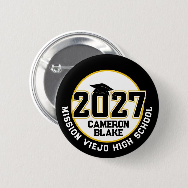Letterman Class of 2027 Graduation 6 Cm Round Badge (Front & Back)