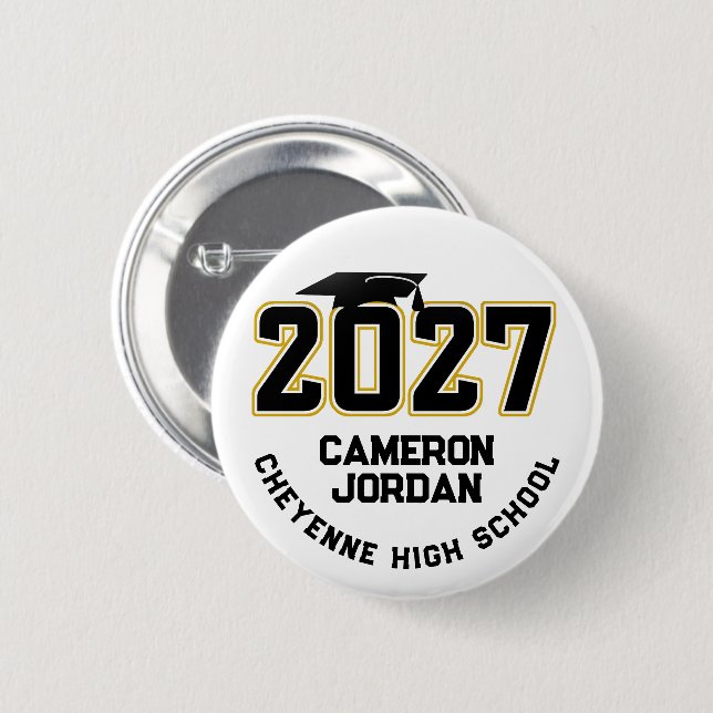 Letterman Class of 2027 Graduation 6 Cm Round Badge (Front & Back)