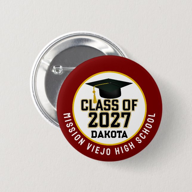 Letterman Class of 2027 Graduation 6 Cm Round Badge (Front & Back)