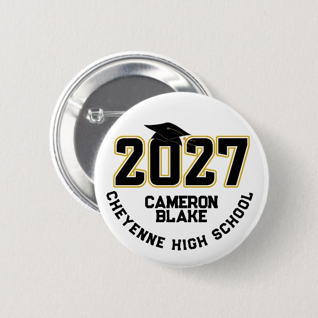 Letterman Class of 2027 Graduation 6 Cm Round Badge (Front & Back)