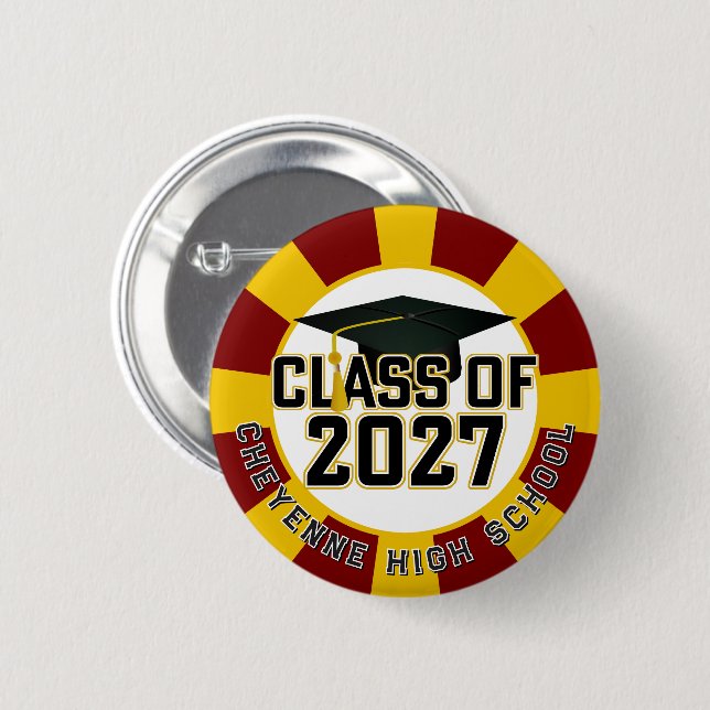 Letterman Class of 2027 Graduation 6 Cm Round Badge (Front & Back)