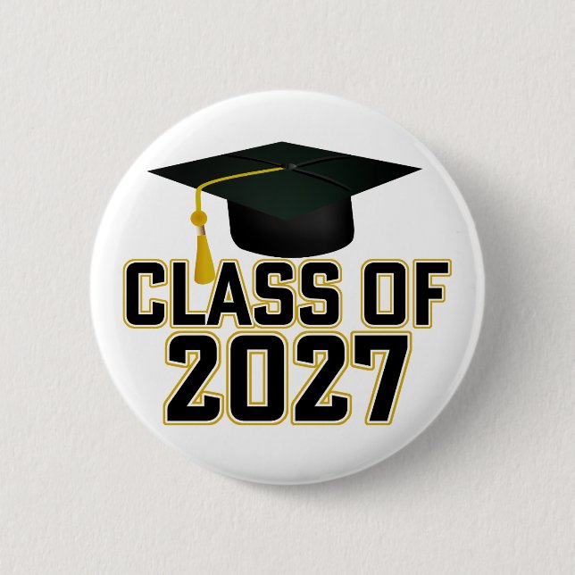 Letterman Class of 2027 Graduation 6 Cm Round Badge (Front)