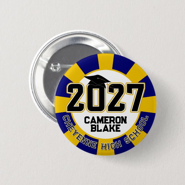 Letterman Class of 2027 Graduation 6 Cm Round Badge (Front & Back)