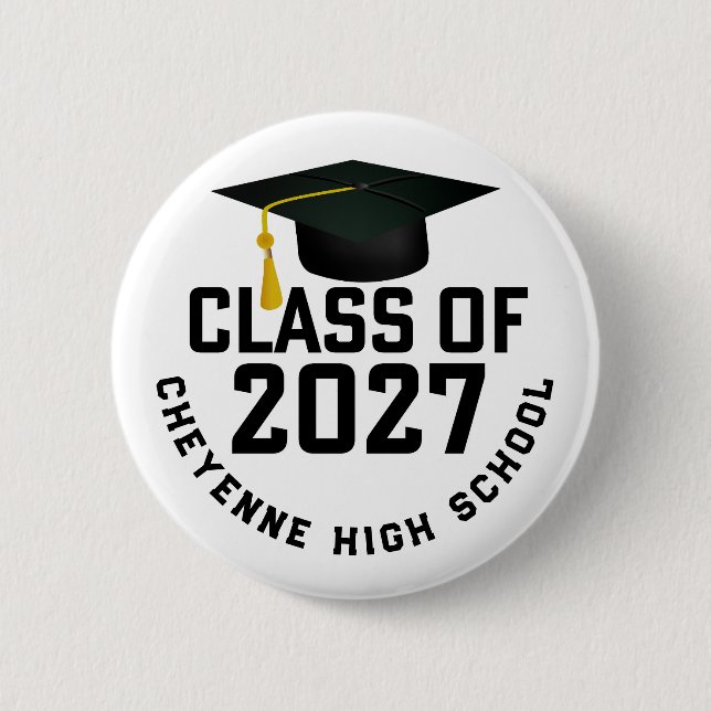 Letterman Class of 2027 Graduation 6 Cm Round Badge (Front)