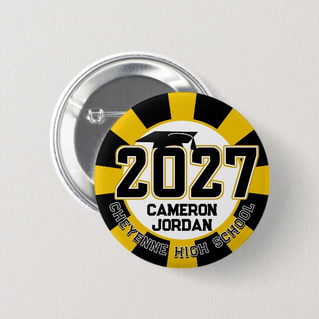 Letterman Class of 2027 Graduation 6 Cm Round Badge (Front & Back)