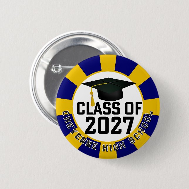 Letterman Class of 2027 Graduation 6 Cm Round Badge (Front & Back)