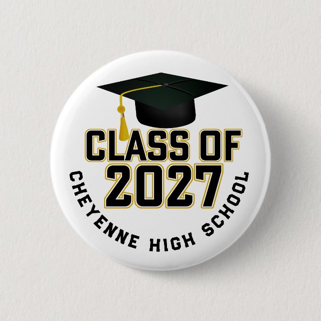 Letterman Class of 2027 Graduation 6 Cm Round Badge (Front)