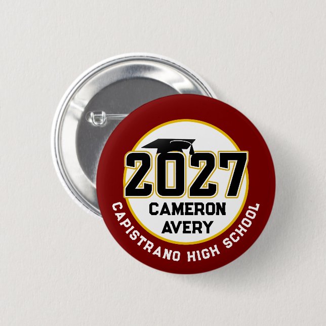 Letterman Class of 2027 Graduation 6 Cm Round Badge (Front & Back)