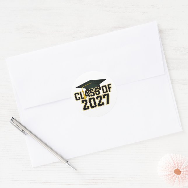 Letterman Class of 2027 Graduation Classic Round Sticker (Envelope)