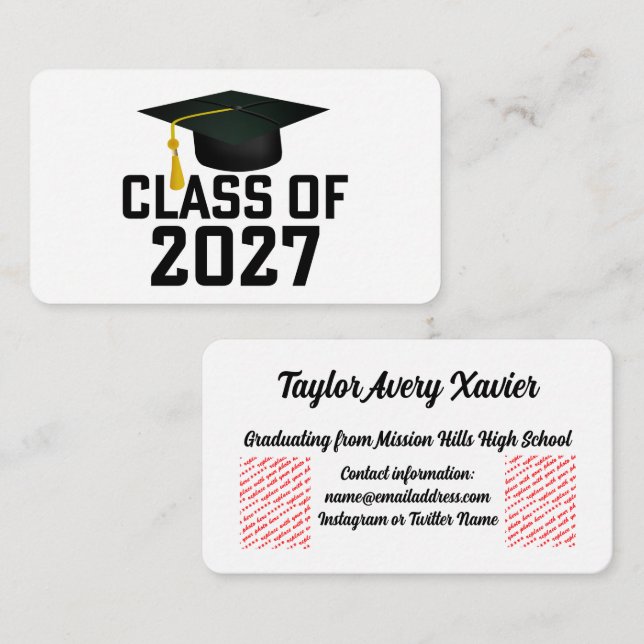 Letterman Class of 2027 Graduation Enclosure Card (Front/Back)
