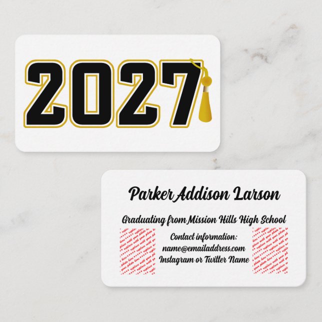 Letterman Class of 2027 Graduation Enclosure Card (Front/Back)