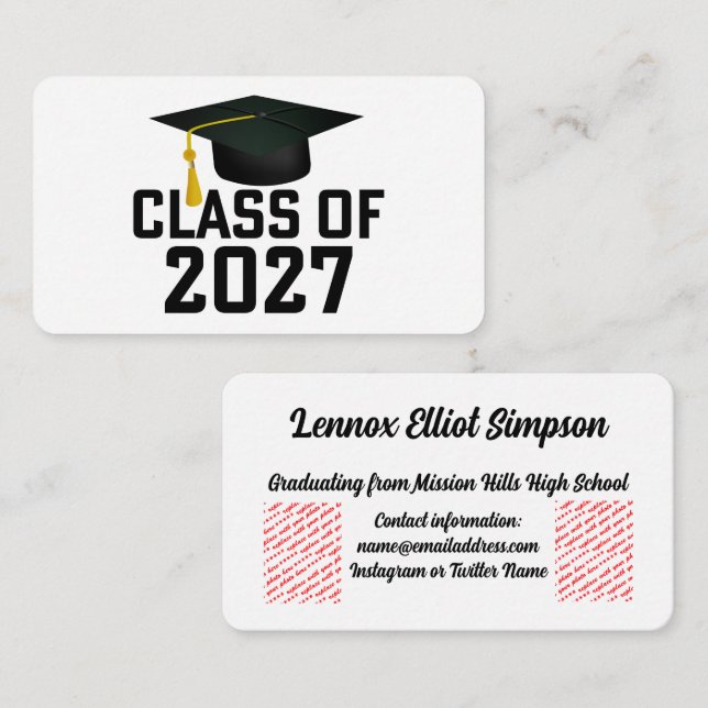 Letterman Class of 2027 Graduation Enclosure Card (Front/Back)