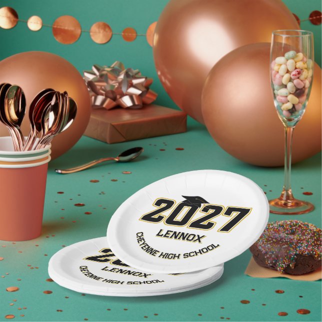 Letterman Class of 2027 Graduation Paper Plate (Multi)