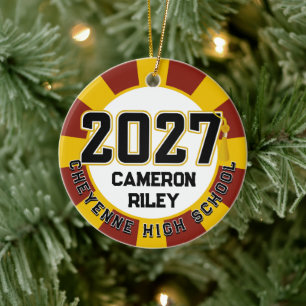 Letterman Class of 2027 Photo Graduation Ceramic Ornament