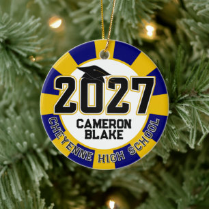Letterman Class of 2027 Photo Graduation Ceramic Ornament