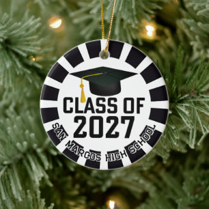 Letterman Class of 2027 Photo Graduation Ceramic Ornament