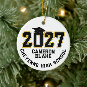 Letterman Class of 2027 Photo Graduation Ceramic Ornament