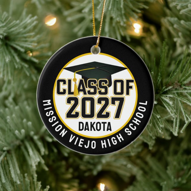 Letterman Class of 2027 Photo Graduation Ceramic Ornament (Tree)