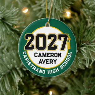 Letterman Class of 2027 Photo Graduation Ceramic Ornament