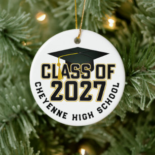 Letterman Class of 2027 Photo Graduation Ceramic Ornament
