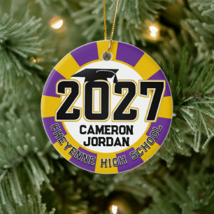 Letterman Class of 2027 Photo Graduation Ceramic Ornament