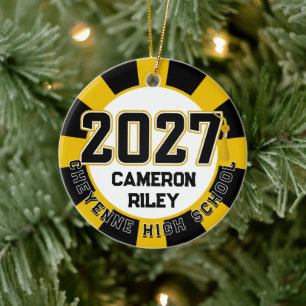 Letterman Class of 2027 Photo Graduation Ceramic Ornament