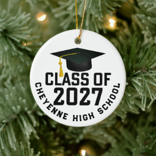 Letterman Class of 2027 Photo Graduation Ceramic Ornament