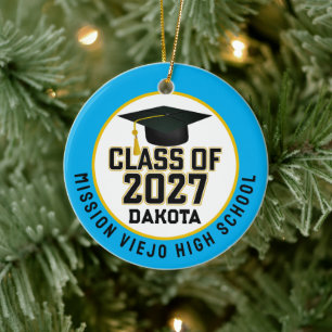 Letterman Class of 2027 Photo Graduation Ceramic Ornament