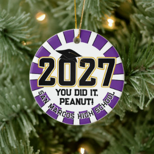 Letterman Class of 2027 Photo Graduation Ceramic Ornament