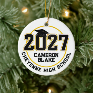 Letterman Class of 2027 Photo Graduation Ceramic Ornament