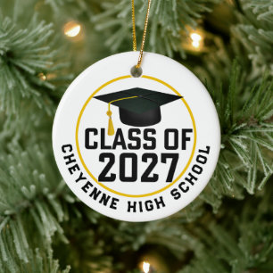 Letterman Class of 2027 Photo Graduation Ceramic Ornament