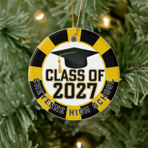 Letterman Class of 2027 Photo Graduation Ceramic Ornament