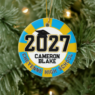 Letterman Class of 2027 Photo Graduation Ceramic Ornament