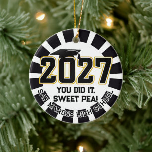 Letterman Class of 2027 Photo Graduation Ceramic Ornament
