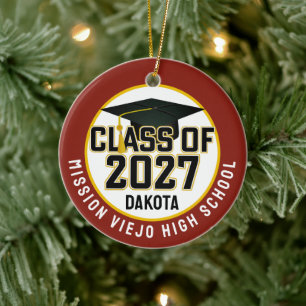 Letterman Class of 2027 Photo Graduation Ceramic Ornament