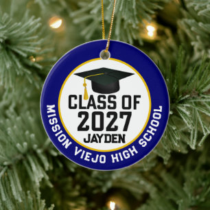 Letterman Class of 2027 Photo Graduation Ceramic Ornament