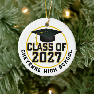 Letterman Class of 2027 Photo Graduation Ceramic Ornament