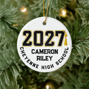 Letterman Class of 2027 Photo Graduation Ceramic Ornament
