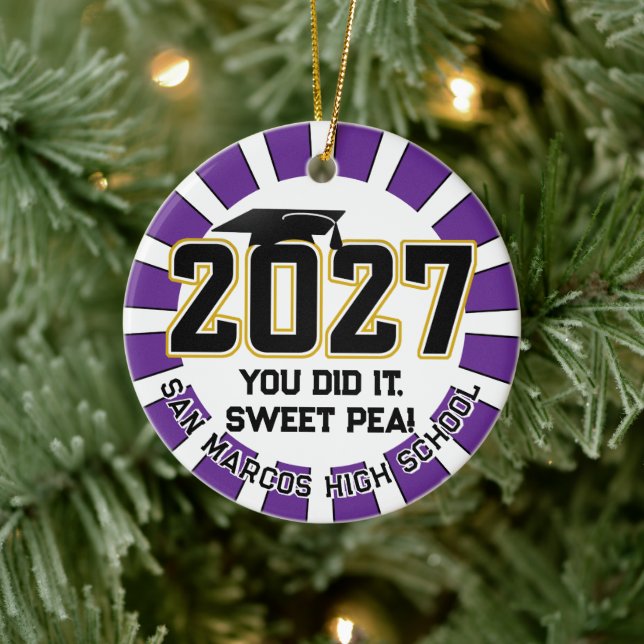 Letterman Class of 2027 Photo Graduation Ceramic Ornament (Tree)