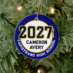 Letterman Class of 2027 Photo Graduation Ceramic Ornament