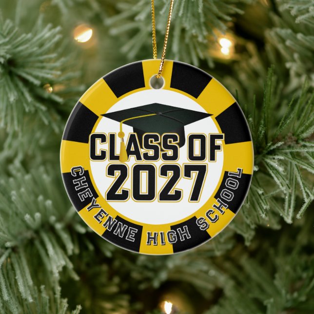 Letterman Class of 2027 Photo Graduation Ceramic Ornament (Tree)