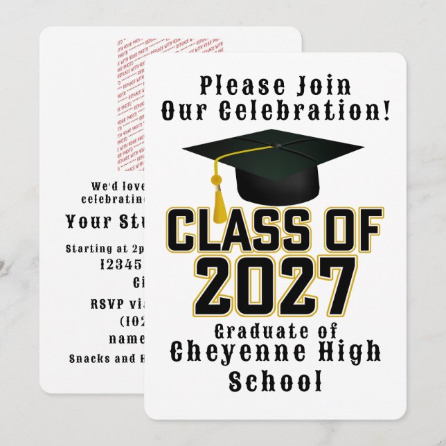 Letterman Class of 2027 Photo Graduation Invitation (Front/Back)