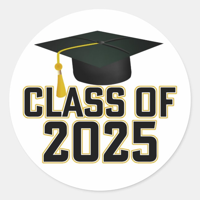 Letterman Gold Class of 2025 Graduation  Classic Round Sticker (Front)