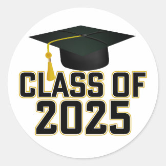 Letterman Gold Class of 2025 Graduation  Classic Round Sticker