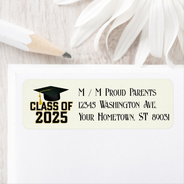 Letterman Gold Class of 2025 Graduation  Return Address Label (Insitu)