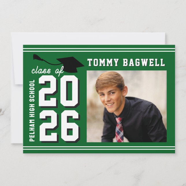 LETTERMAN GRAD GREEN Announcement & Invitation (Front)