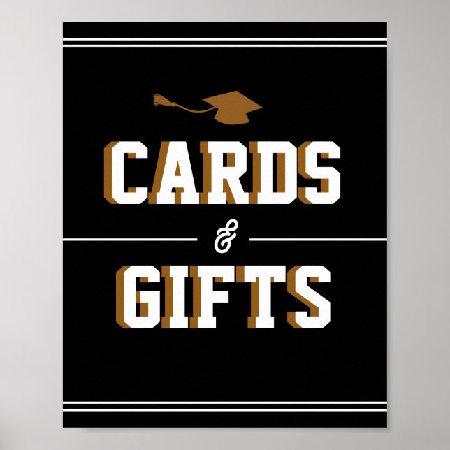 Letterman Graduation BLACK Cards & Favours  Poster (Front)