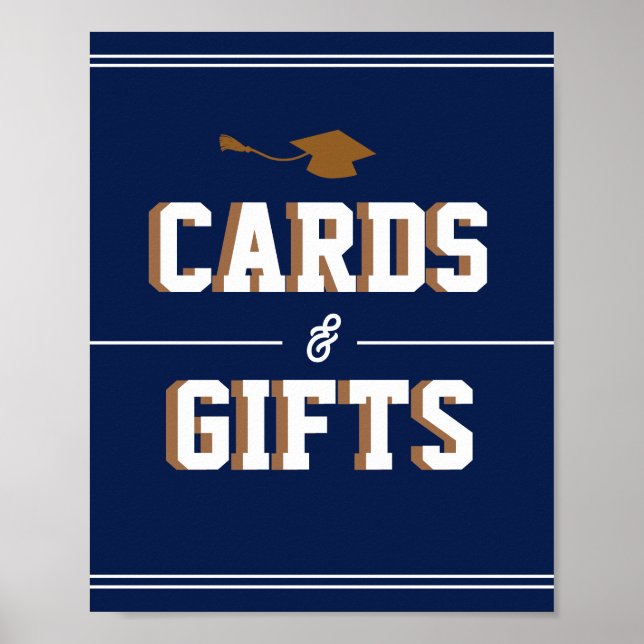 Letterman Graduation NAVY Cards & Favours  Poster (Front)
