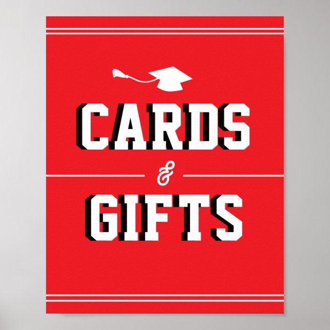 Letterman Graduation RED Cards & Favours  Poster (Front)