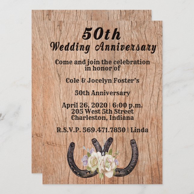 Letterpress 50th Anniversary Celebration Invitation (Front/Back)